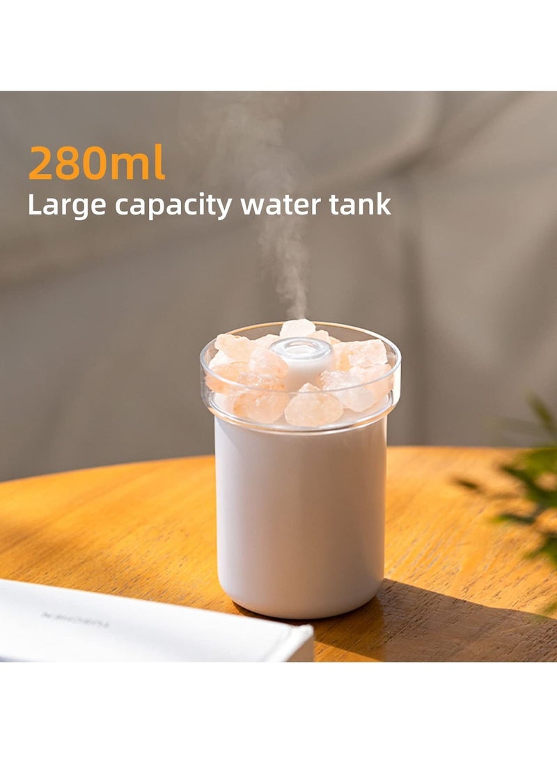 واي آند دي Small Humidifier with Crystal Salt Stone, Dual Nozzles Air Mist , Top Fill Essential Oil Diffuser Desktop for Baby Bedroom Office - Image 2