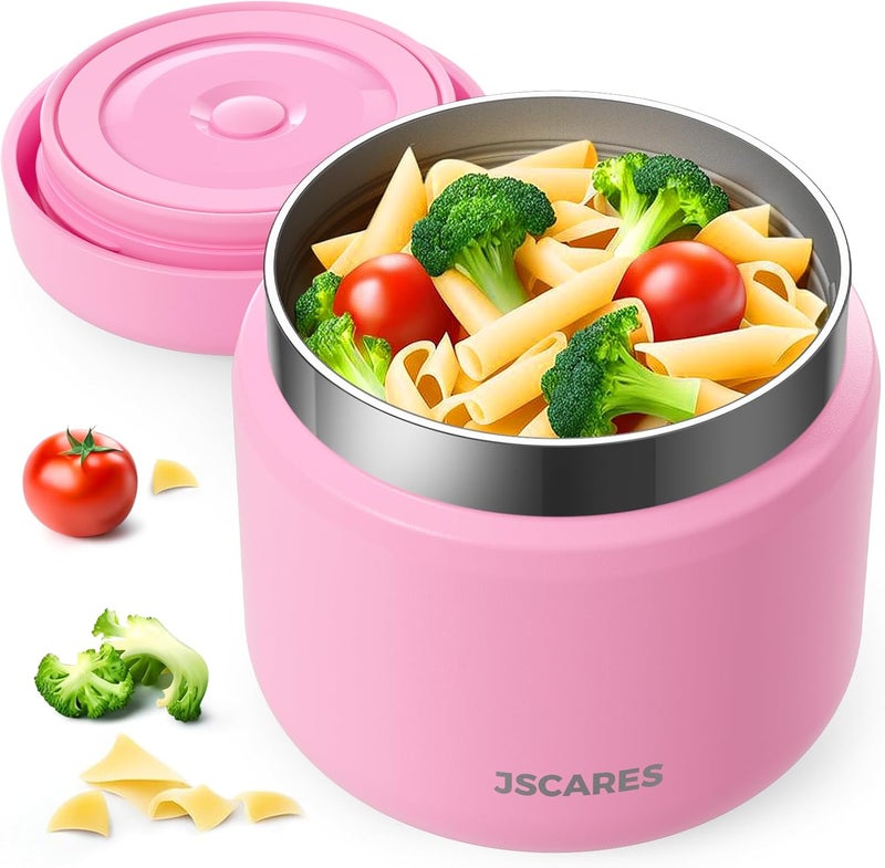 JSCARES جرة طعام معزولة للأطفال سعة 12 أونصة من JSCARES للأطعمة الساخنة، جرة حساء حراري واسعة الفم، حاوية غداء حرارية معزولة، ترمس فراغ للحفاظ على الطعام دافئًا - وردي توت العليق - Image 1