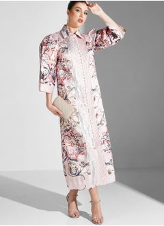 Button Down Floral Print Dress