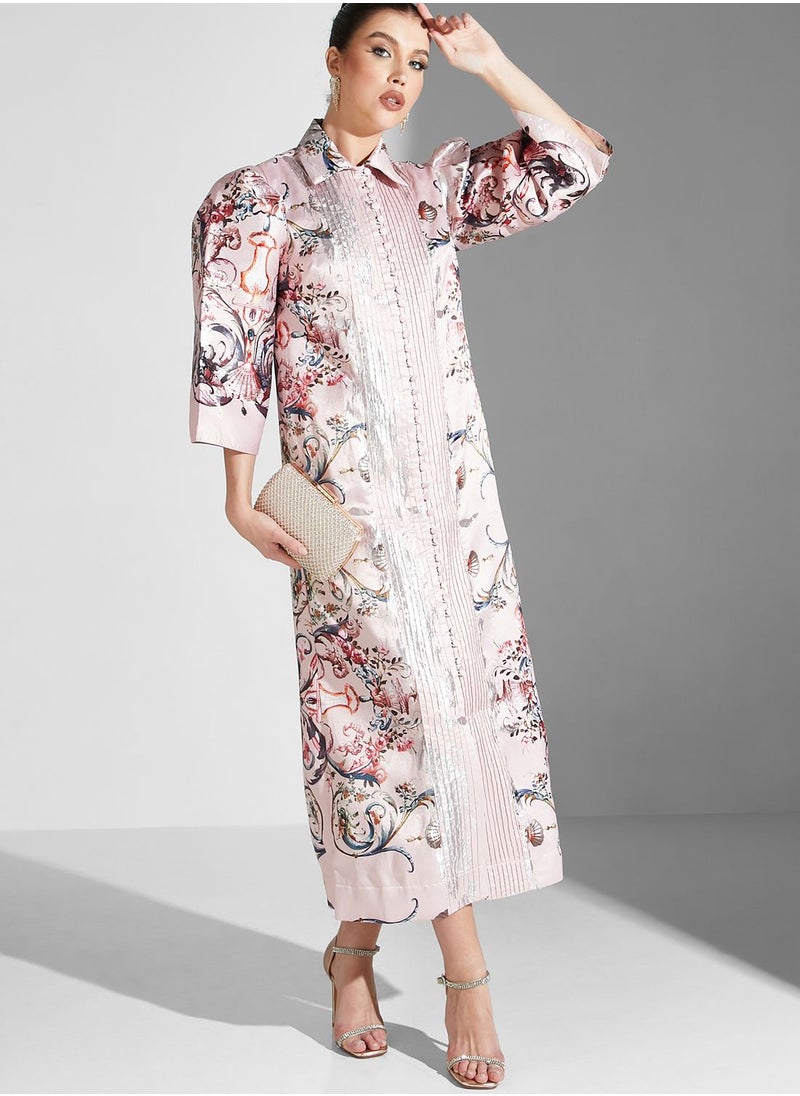 Threadz by Ajooni - Button Down Floral Print Dress - Image 1