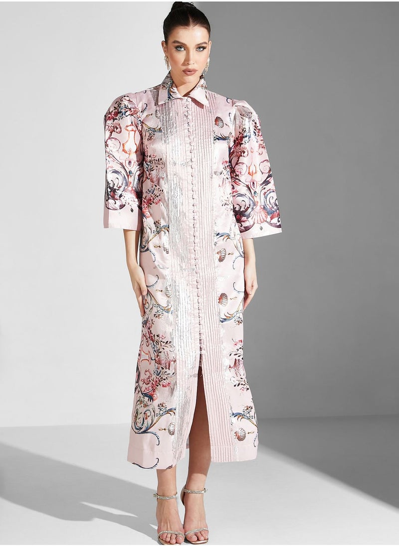 Threadz by Ajooni - Button Down Floral Print Dress - Image 1