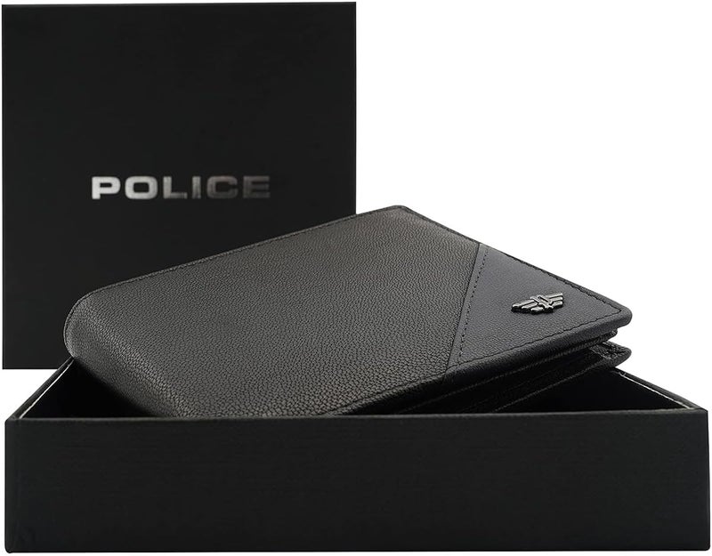 Police Men Navy Black Color Groix Over Flap Coin Leather Wallet - Image 5