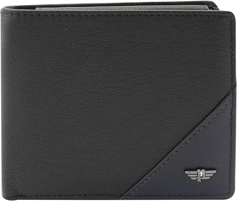 Police Men Navy Black Color Groix Over Flap Coin Leather Wallet - Image 1