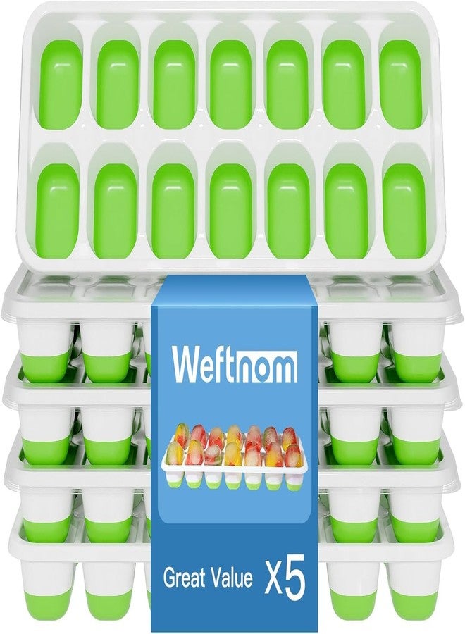 Weftnom Ice Cube Tray with Lid 5 Pack, 70 Cubes Silicone Ice Cube Trays for Freezer, BPA-Free Easy Release Ice Molds, Stackable Dishwasher Safe Ice Cube Trays for Cocktails, Coffee & Drinks - Image 1