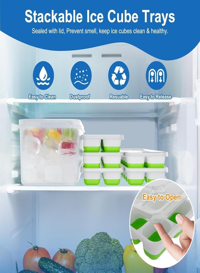 Weftnom Ice Cube Tray with Lid 5 Pack, 70 Cubes Silicone Ice Cube Trays for Freezer, BPA-Free Easy Release Ice Molds, Stackable Dishwasher Safe Ice Cube Trays for Cocktails, Coffee & Drinks - Image 3