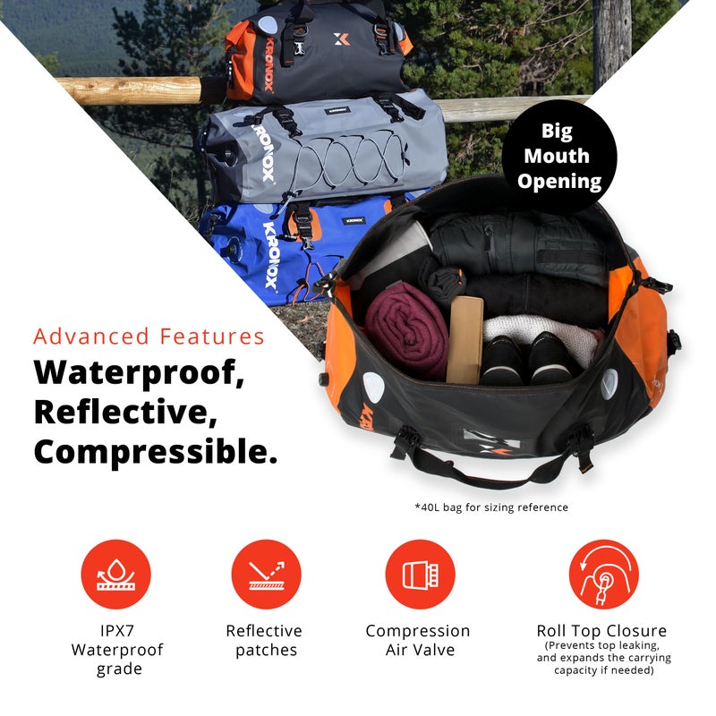 Kronox Waterproof Duffel Bag for Men & Women - Large Motorcycle Duffle Bag - Heavy Duty & Reflective - Large Dry Bag for Boating, ideal for Boat Gear - Image 5
