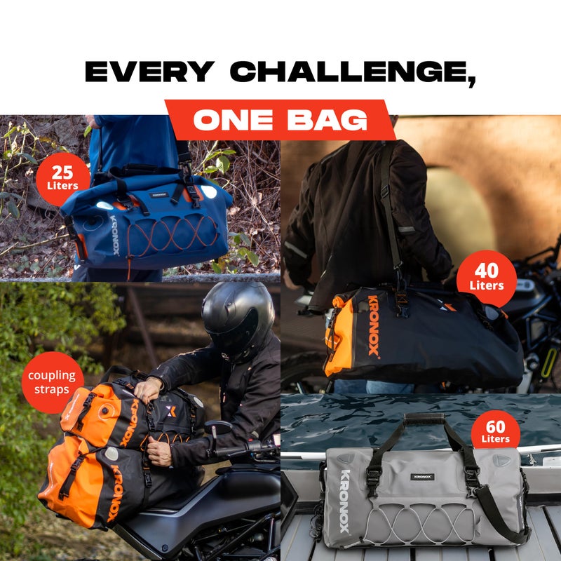 Kronox Waterproof Duffel Bag for Men & Women - Large Motorcycle Duffle Bag - Heavy Duty & Reflective - Large Dry Bag for Boating, ideal for Boat Gear - Image 2