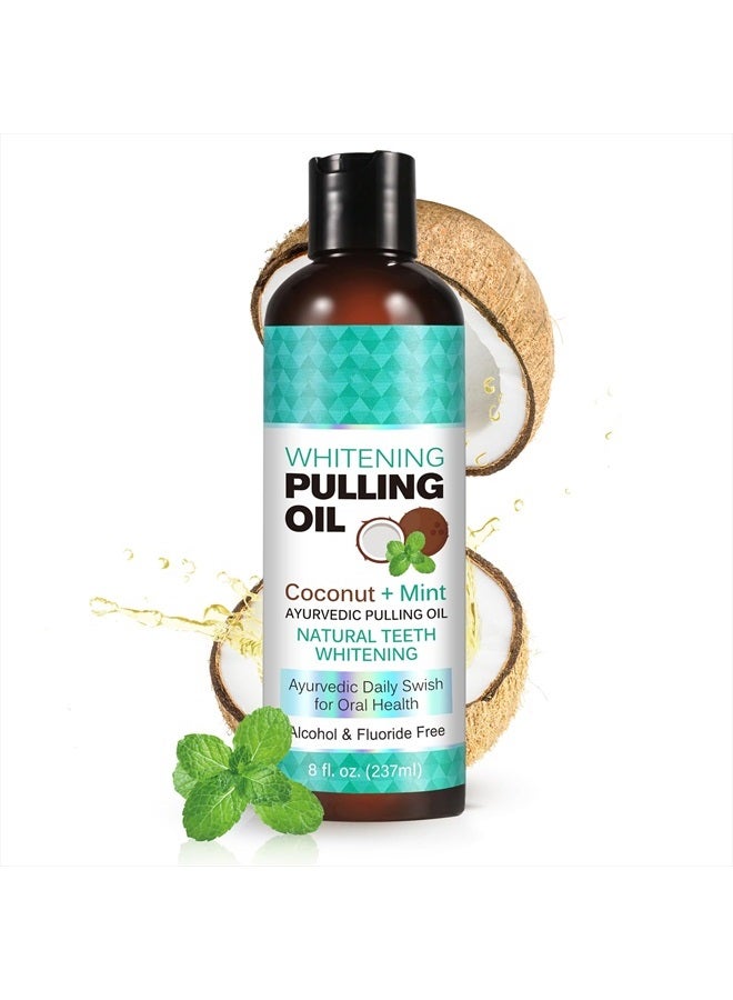 Find Back Coconut Mint Pulling Oil Mouthwash, Natural Teeth Whitening, Ayurvedic Daily Swish for Oral Health, Tongue Scraper Included, Alcohol & Fluoride Free, Healthy Gums, Good Breath, 237ml - Image 1
