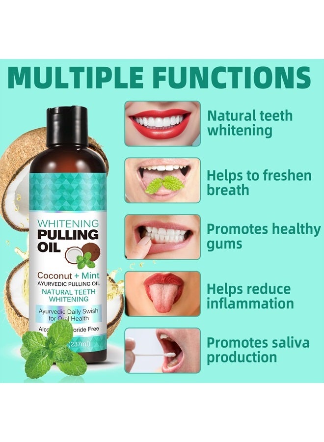 Find Back Coconut Mint Pulling Oil Mouthwash, Natural Teeth Whitening, Ayurvedic Daily Swish for Oral Health, Tongue Scraper Included, Alcohol & Fluoride Free, Healthy Gums, Good Breath, 237ml - Image 3