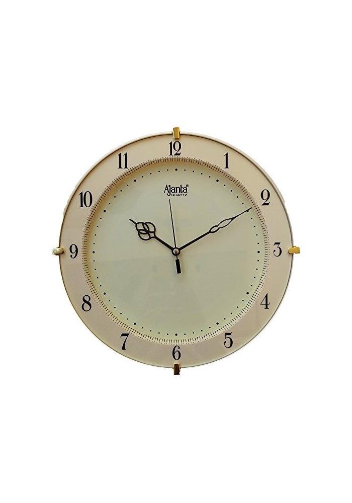 Ajanta Abstract Plastic Quartz Round Plastic Analog Wall Clock (28 Cm X 3.5 Cm X 28 Cm, Ivory) - Image 1