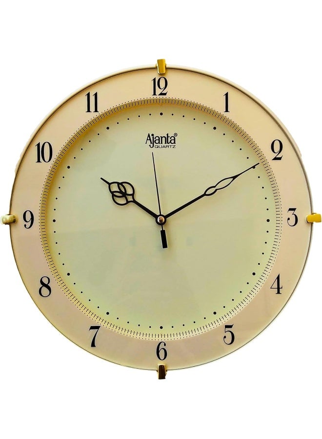 Ajanta Abstract Plastic Quartz Round Plastic Analog Wall Clock (28 Cm X 3.5 Cm X 28 Cm, Ivory) - Image 1