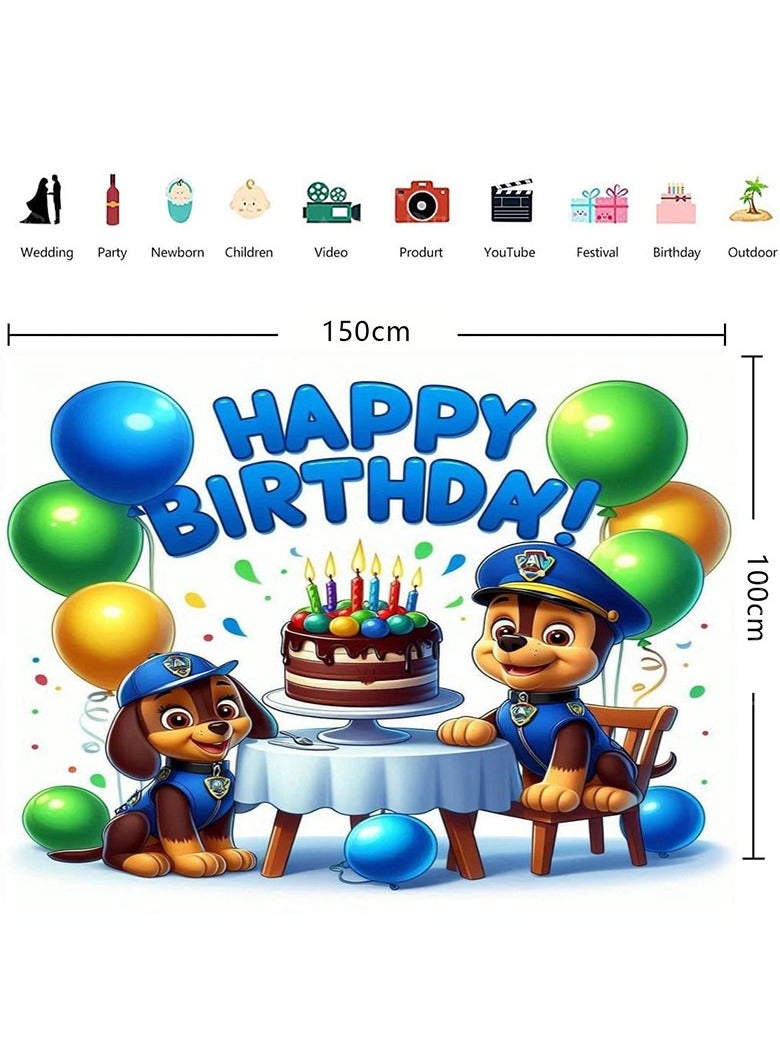 Party The new PAW Patrol children's birthday party photo photography background cloth can be used with balloons, oversized 150*100cm - Image 3