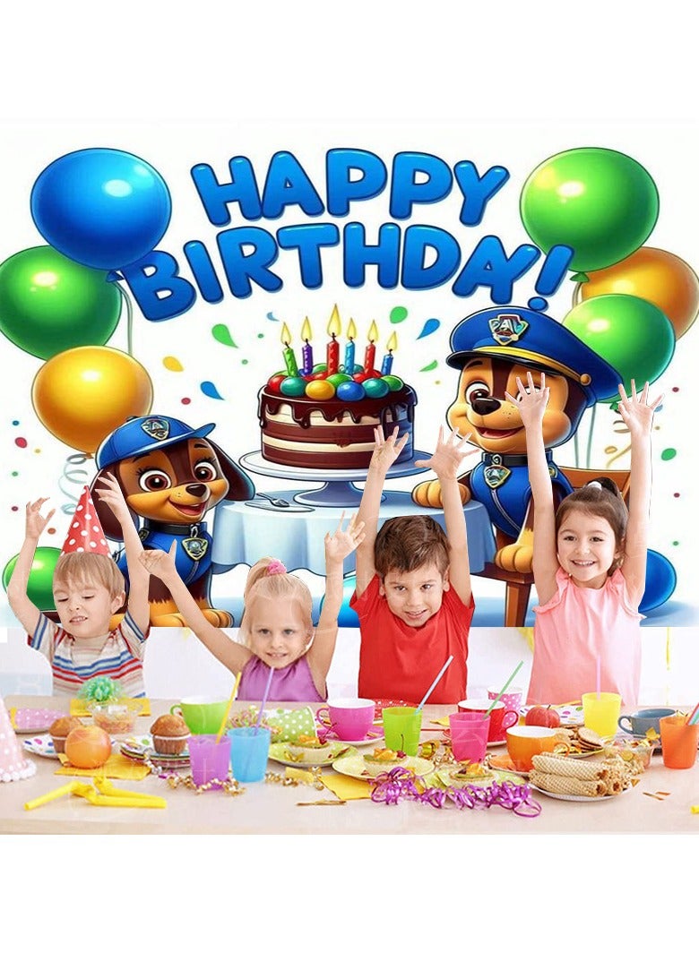 Party The new PAW Patrol children's birthday party photo photography background cloth can be used with balloons, oversized 150*100cm - Image 2