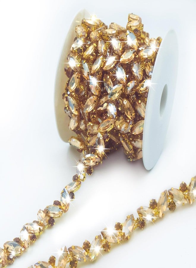 PEARLY JUN 1 Yard Rhinestone Chain Trim Champagne Rhinestone Trim Chain Crystal Applique Strips DIY Jewelry for Wedding Party Bracelets Craft Bridal Bouquets Embellishment Accessories - Image 1