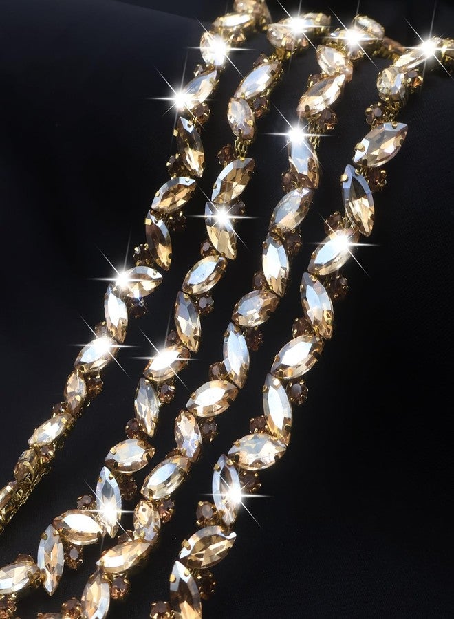 PEARLY JUN 1 Yard Rhinestone Chain Trim Champagne Rhinestone Trim Chain Crystal Applique Strips DIY Jewelry for Wedding Party Bracelets Craft Bridal Bouquets Embellishment Accessories - Image 3