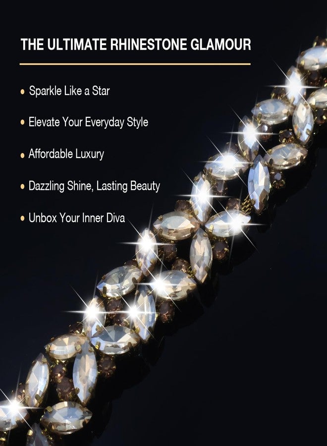 PEARLY JUN 1 Yard Rhinestone Chain Trim Champagne Rhinestone Trim Chain Crystal Applique Strips DIY Jewelry for Wedding Party Bracelets Craft Bridal Bouquets Embellishment Accessories - Image 2