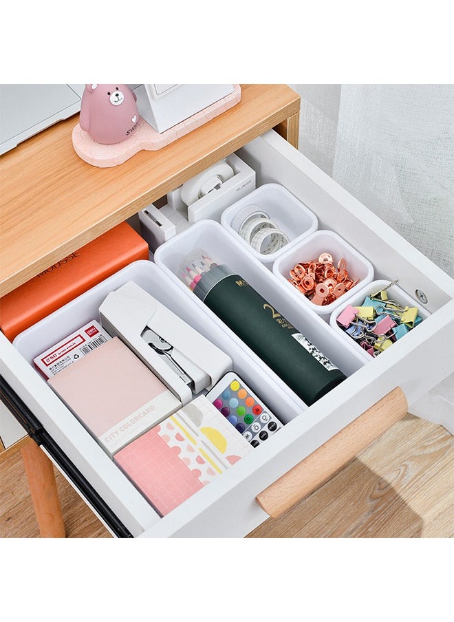 Miya 8 Pcs White Storage Bins Desk Drawer Organizers Set Versatile Storage Bins Plastic Trays  - Image 1