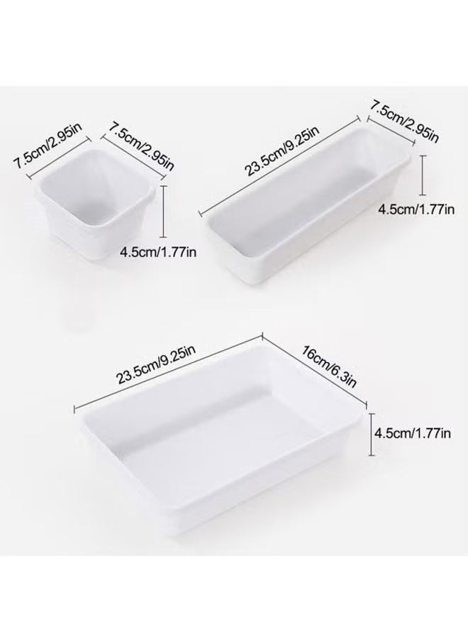 Miya 8 Pcs White Storage Bins Desk Drawer Organizers Set Versatile Storage Bins Plastic Trays  - Image 2