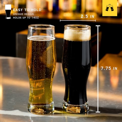 LEMONSODA Classic Beer Barware Glasses For Craft IPAs, Hefeweizens, Lagers, Ciders, Seltzers - Gift Ready (Beer Belly Pilsner 14oz, Set of 6) - Image 4