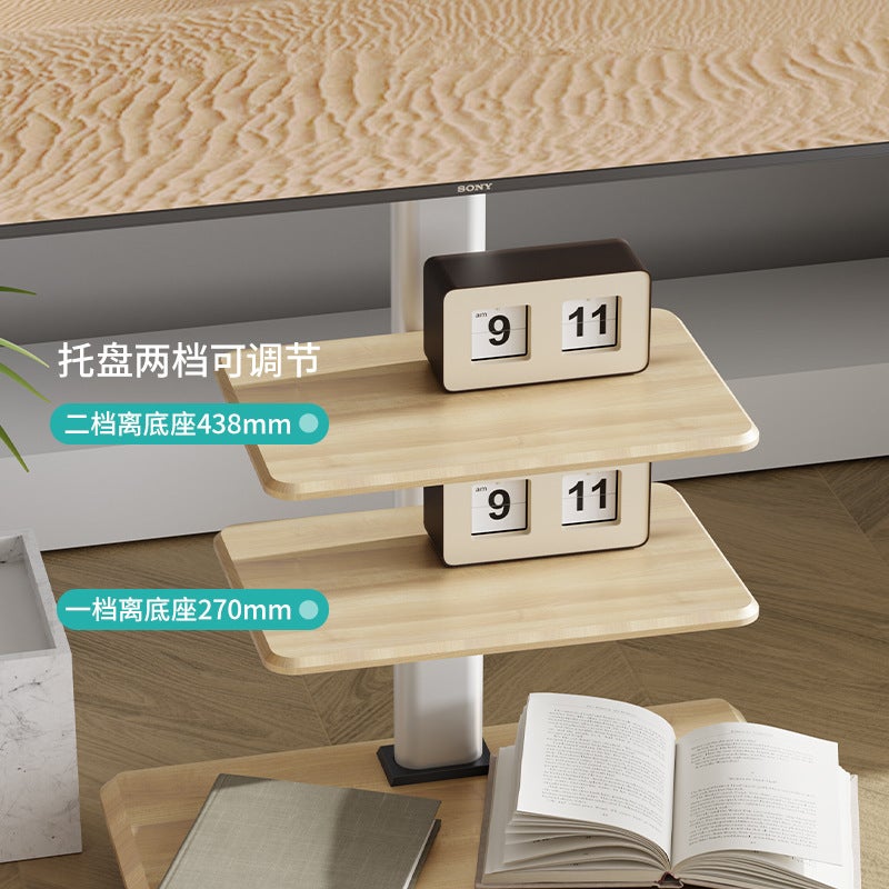 Youbei Tv Stand Floor Vertical Mobile Cart White Solid Wood Art Stand For Xiaomi Hisense Tcl - Image 4