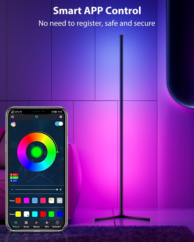 boostool RGB Corner Floor Lamp, 65" Color Changing Modern Corner Lamp with APP Control, Modern LED Lamp with 16 Million Colors & Music Sync for Living Rooms, Bedrooms, and Gaming Rooms - Image 5