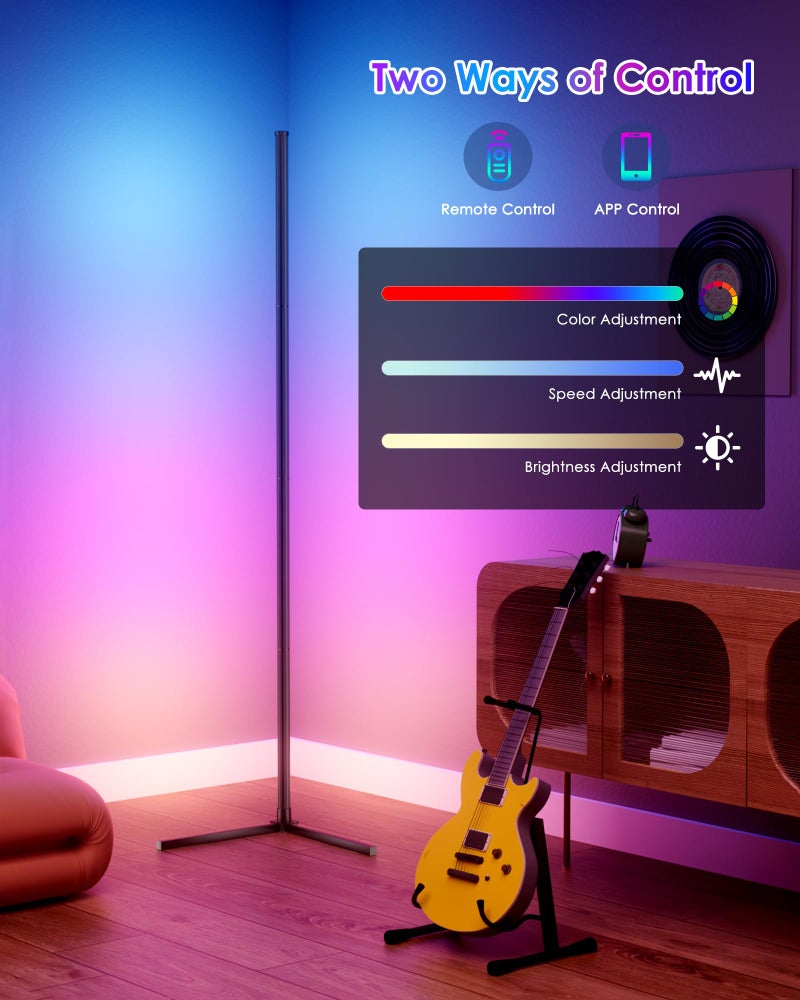 boostool RGB Corner Floor Lamp, 65" Color Changing Modern Corner Lamp with APP Control, Modern LED Lamp with 16 Million Colors & Music Sync for Living Rooms, Bedrooms, and Gaming Rooms - Image 3