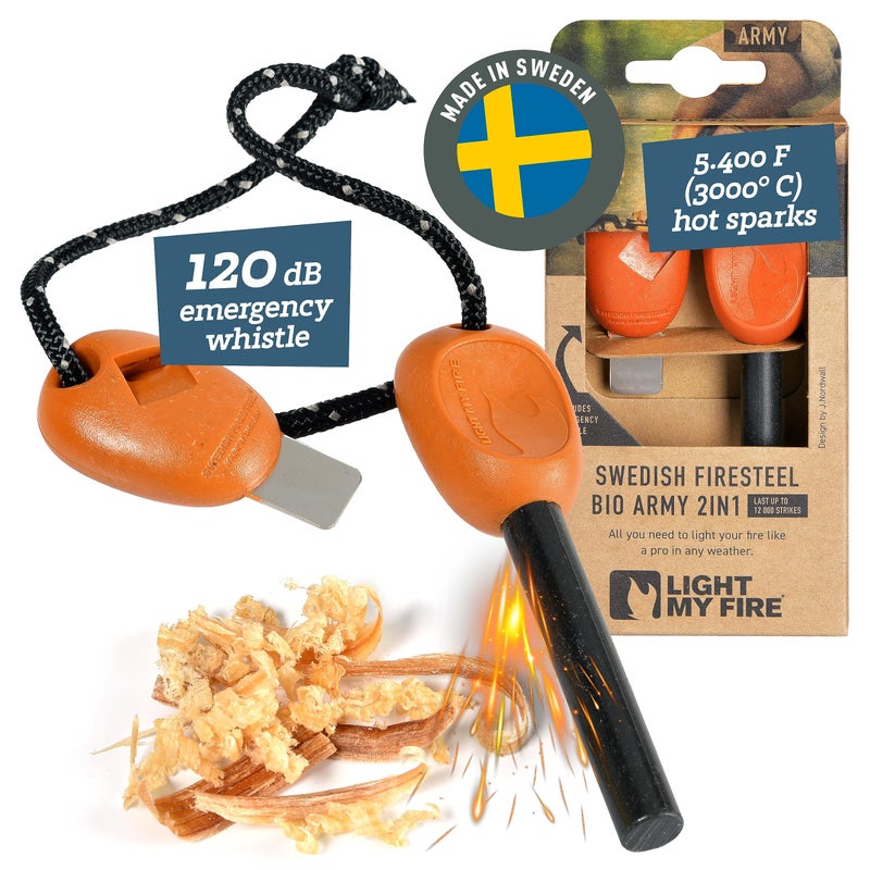 Light My Fire Flint Fire Starter Ferro Rod Survival Tool Fire Steel Army - Bushcraft Gear PRO Flint and Steel Magnesium Fire Starter Kit 3/8” 2-in-1 Fire Starters for Campfires-12,000 Strikes - Image 1