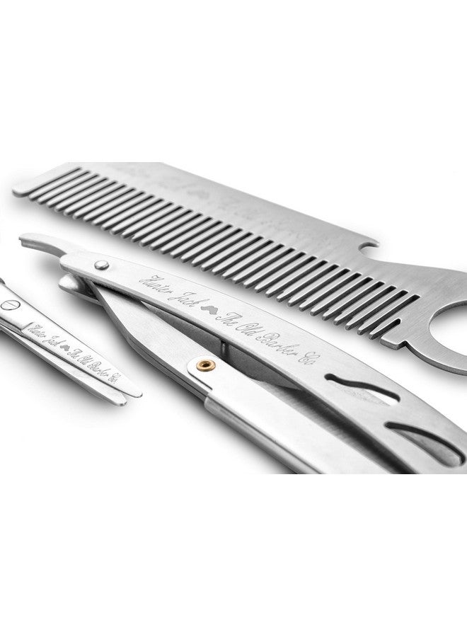 Hunter Jack Straight Razor Kit - Complete Straight Razors for Men Kit with Beard Scissors & Metal Comb - Barber Razor for Men - 10 Extra Straight Edge Razor Blades for Shaving - Premium Polished Stainless Steel - Image 5