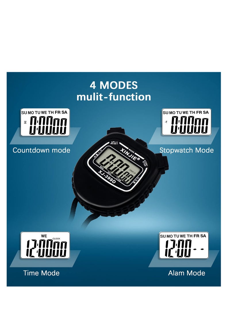 SOLARAE Digital Stopwatch Timers Sports Stopwatch, Simple Operation, Easy to Get Started, Stop Watch with Countdown Timer Alarm, Large Screen Display Waterproof Stopwatch for Coach Referee or Kid - Image 4