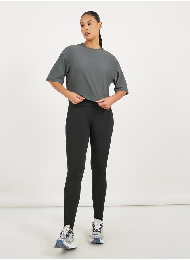 Styli Infinity Swirl Slogan Print Boxy Fit Top with Dropped Shoulder  - Image 2