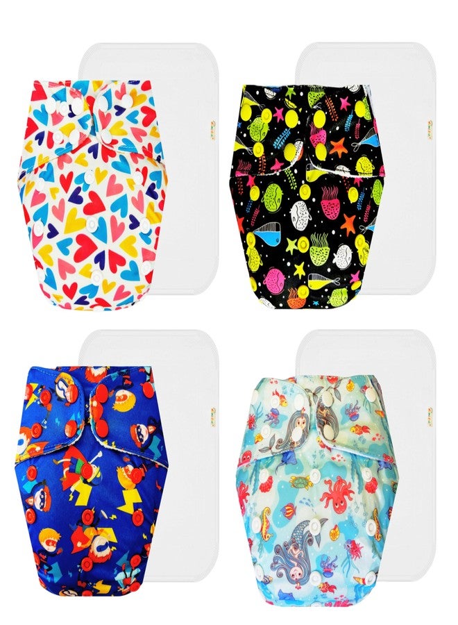 Dumbledo Premium Cloth Diaper with Cotton Insert (Pack of 4) | Soft & Gentle | Breathable | Quick Dry | Trusted by Moms | 3 Months - 3 Years | Unisex Baby - Image 1