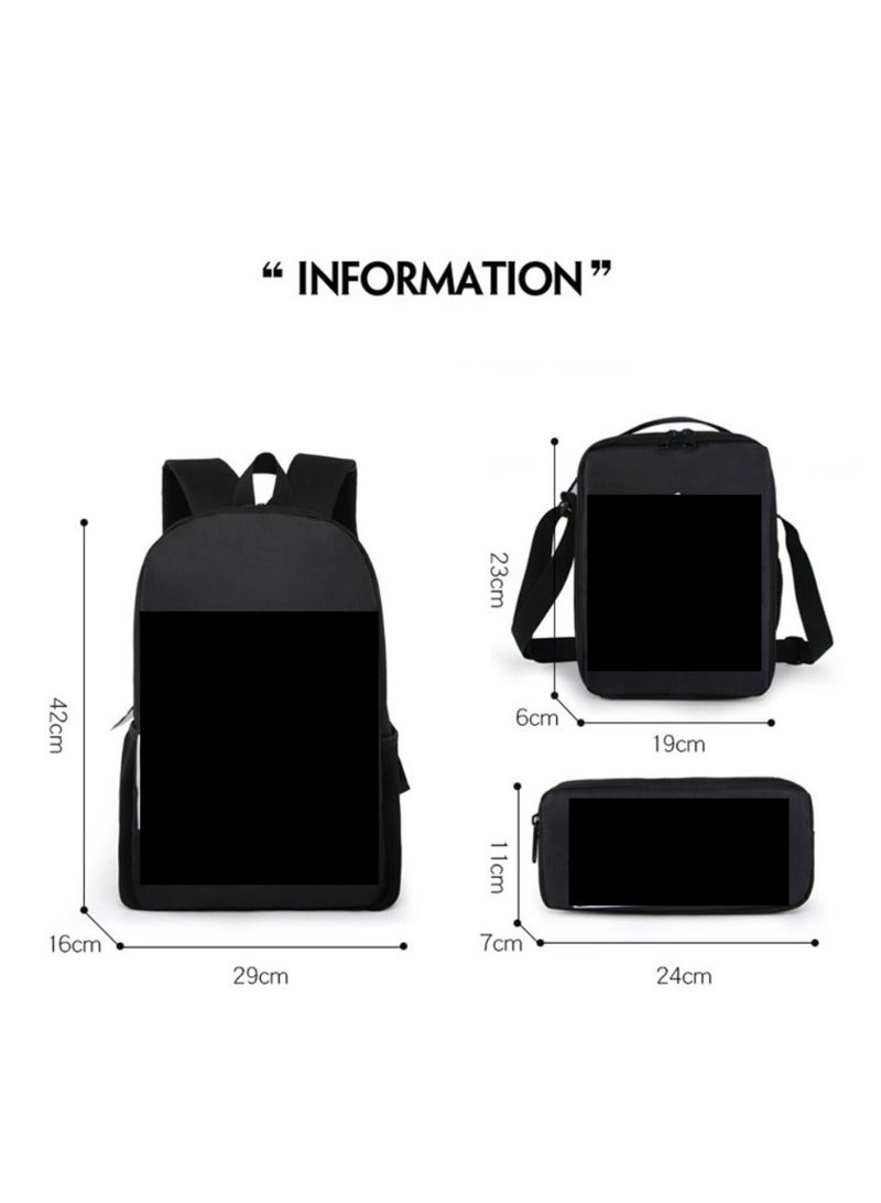 Godzilla Large Capacity Printed Backpack Reducing Load Children's Leisure Backpack for Primary School Students, Set of 3 - Image 2