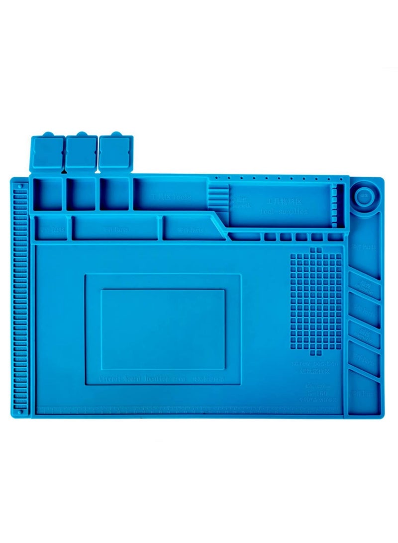 S-160 Silicone Heat Insulation Working Pad Desk Mat Platform for BGA Soldering Repair Station with Magnetic Base Heat Resistant Work Surface for Electronics Repair and Rework 45x30cm  - Image 1