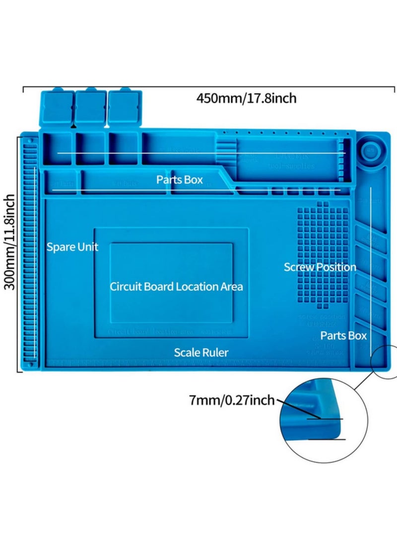 S-160 Silicone Heat Insulation Working Pad Desk Mat Platform for BGA Soldering Repair Station with Magnetic Base Heat Resistant Work Surface for Electronics Repair and Rework 45x30cm  - Image 2