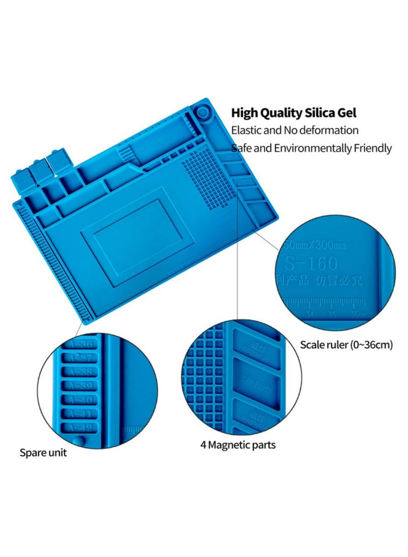S-160 Silicone Heat Insulation Working Pad Desk Mat Platform for BGA Soldering Repair Station with Magnetic Base Heat Resistant Work Surface for Electronics Repair and Rework 45x30cm  - Image 3