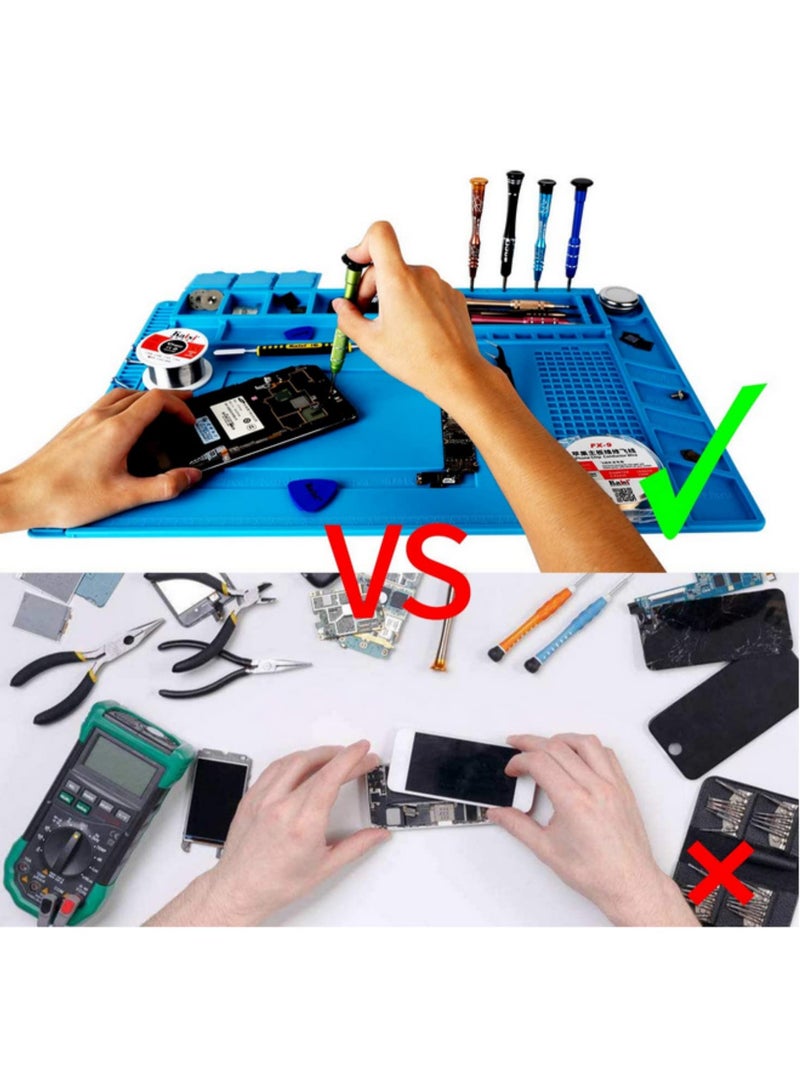 S-160 Silicone Heat Insulation Working Pad Desk Mat Platform for BGA Soldering Repair Station with Magnetic Base Heat Resistant Work Surface for Electronics Repair and Rework 45x30cm  - Image 4