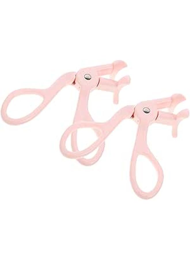 Wide Angle Eyelash Curler 2 Pack Soft Pink Portable Comfortable Curling Makeup Tool - Image 1