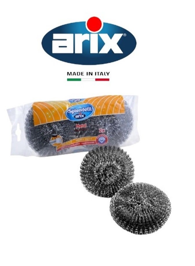 Arix Splendelli Metal Stainless Steel Scourer 2pcs: Your Heavy-Duty Cleaning Companion - Image 1