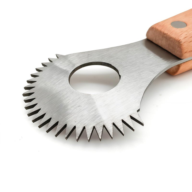 HPMAISON Coconut Hand Grater Coconut Meat Scraper Removal Knife Stainless Steel Serrated Blade Slicer with Wooden Handle Shredded Scraper Scoop Tool Fish Scale Scraper Remover Tool Kitchen Grater - Image 4