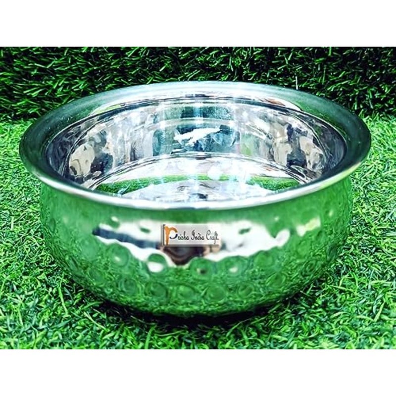 Stainless Steel Handcrafted Hammered Texture Handi for Kitchen, 600ml, Silver - Image 3