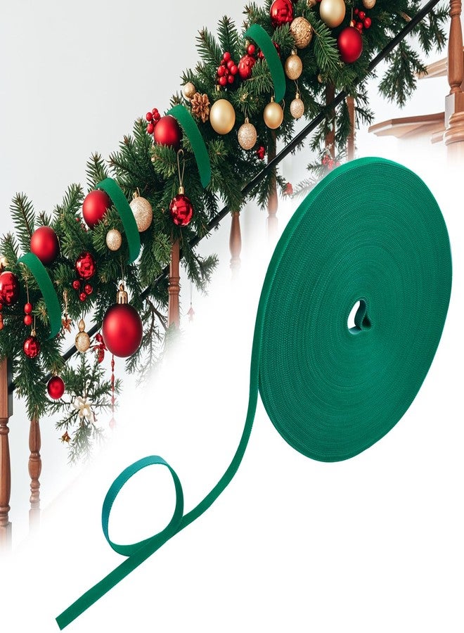 Jeyeou 120Ft Christmas Garland Ties Decorative Wreath Holder Green Adjustable Holiday Garland Ties Cuttable Nylon Hook and Loop Garland Hanger Strap for Xmas Tree Banister Railing Stairway Decoration Door - Image 1
