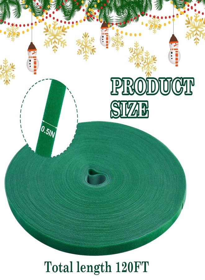 Jeyeou 120Ft Christmas Garland Ties Decorative Wreath Holder Green Adjustable Holiday Garland Ties Cuttable Nylon Hook and Loop Garland Hanger Strap for Xmas Tree Banister Railing Stairway Decoration Door - Image 2