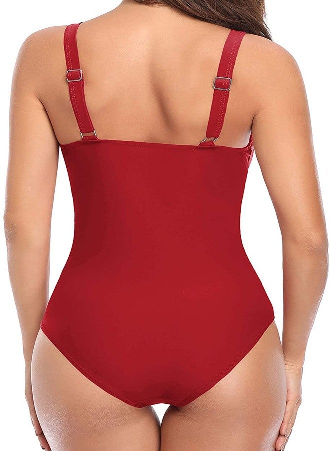 ملابس سباحة نسائية من قطعة واحدة بتصميم برازيلي مكشكش من بلينكي (SWM-03_Red_Medium) - Image 2