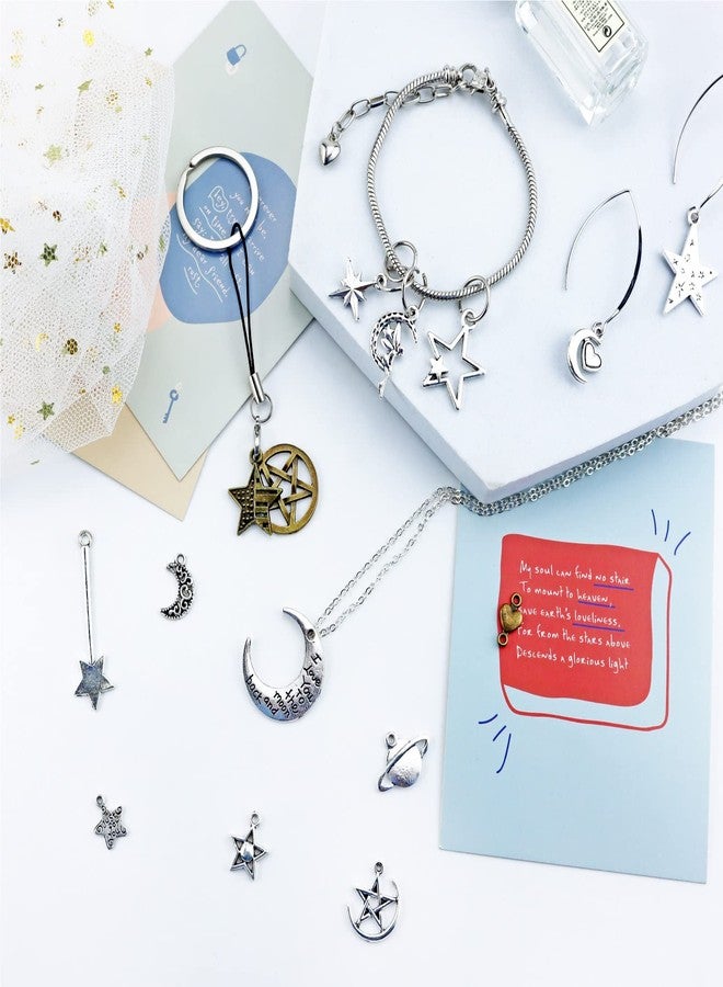 JIALEEY Celestial Mixed Sun Moon Star Charms, Wholesale Bulk Lots Antique Alloy Charms Pendants DIY for Necklace Bracelet Jewelry Making and Crafting, 100g(74PCS) - Image 5