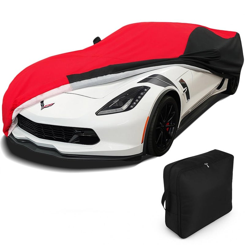 C7 Corvette Car Cover Custom Fit IndoorOutdoor UV Rain Protection Ultraguard Plus 300 Denier High End Fit for 20142019 Stingray Z51 Z06 Grand Sport Corvettes RedBlack