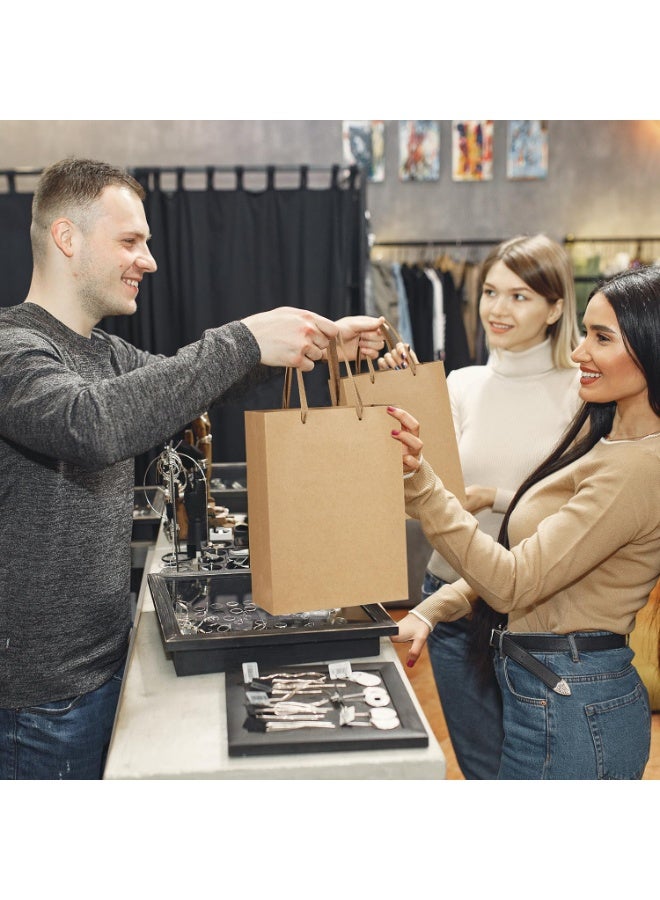 Chabeia 25Pcs Paper Bags 28x20x10cm Gift Bags Heavy Duty Kraft Brown Gift Paper Bags with Handles Wedding Party Favor Gift Bags Shopping Bags Retail Merchandise Bags Paper Sacks - Image 5