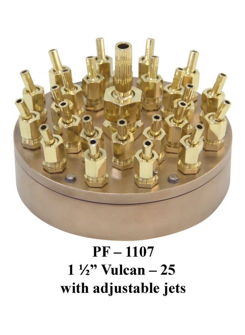 Generic Pearl Pool Water Fountain 1 ½" Vulcon Nozzle Brass - 25 With Adjustable Jets Made In India PF 1107 