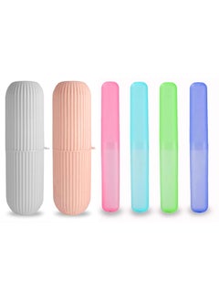 Style Keepers 6 Pack of AntiBacterial Plastic Toothbrush Toothpaste Tongue Cleaner Waterproof Travel Case Holder Portable Cover Box Container for Bathroom Office Kitchen Storage Organizer 6Pcs Multi Colored  - Image 1
