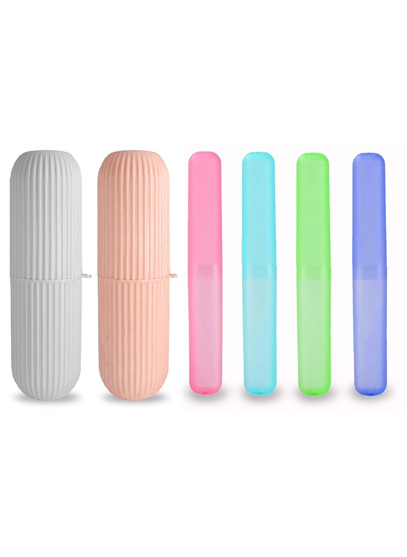 Style Keepers 6 Pack of AntiBacterial Plastic Toothbrush Toothpaste Tongue Cleaner Waterproof Travel Case Holder Portable Cover Box Container for Bathroom Office Kitchen Storage Organizer 6Pcs Multi Colored  - Image 1