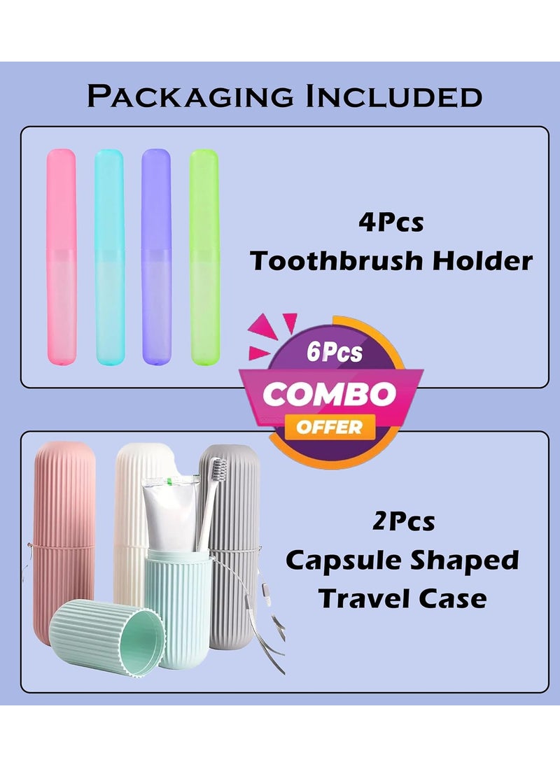 Style Keepers 6 Pack of AntiBacterial Plastic Toothbrush Toothpaste Tongue Cleaner Waterproof Travel Case Holder Portable Cover Box Container for Bathroom Office Kitchen Storage Organizer 6Pcs Multi Colored  - Image 2